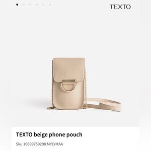 TEXTO Beige Phone Pouch Purse Crossbody From France